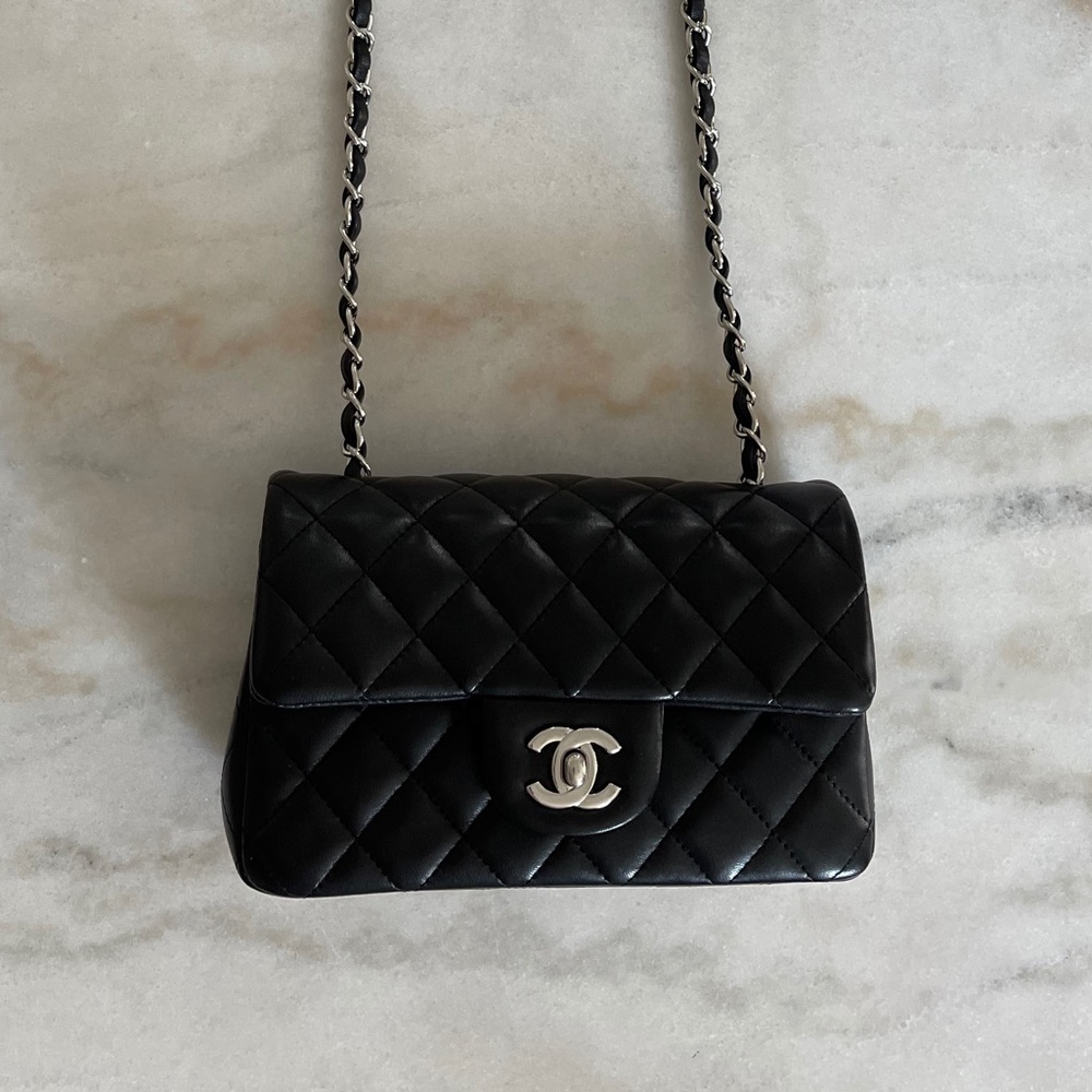 SOLD-Chanel Mini Rectangular Classic Flap Black